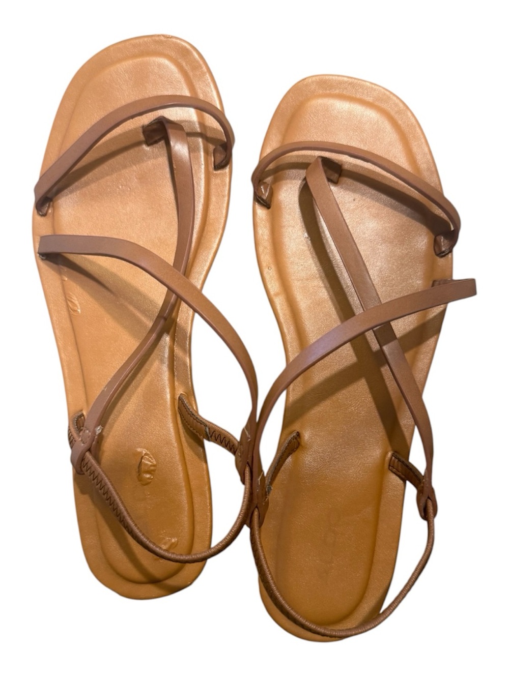 Aldo Tan Brown Strappy Flat Sandals